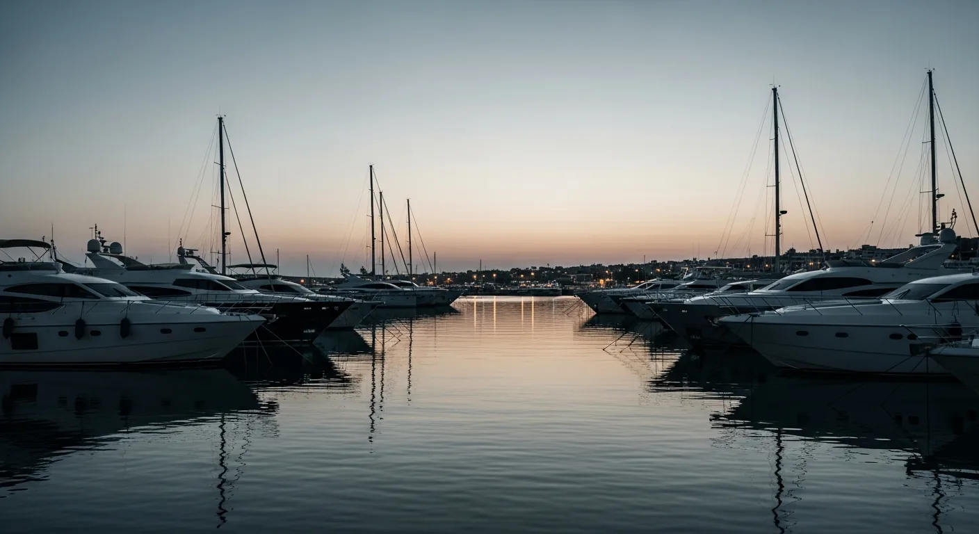 Cyprus harbour at golden hour